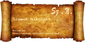 Szamek Nikolett névjegykártya